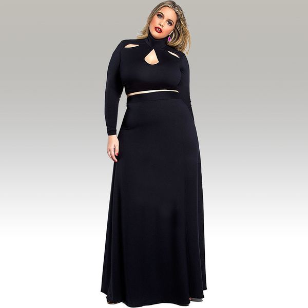 

2020 new fashion solid color dress suit plus size two-piece set, Black;gray
