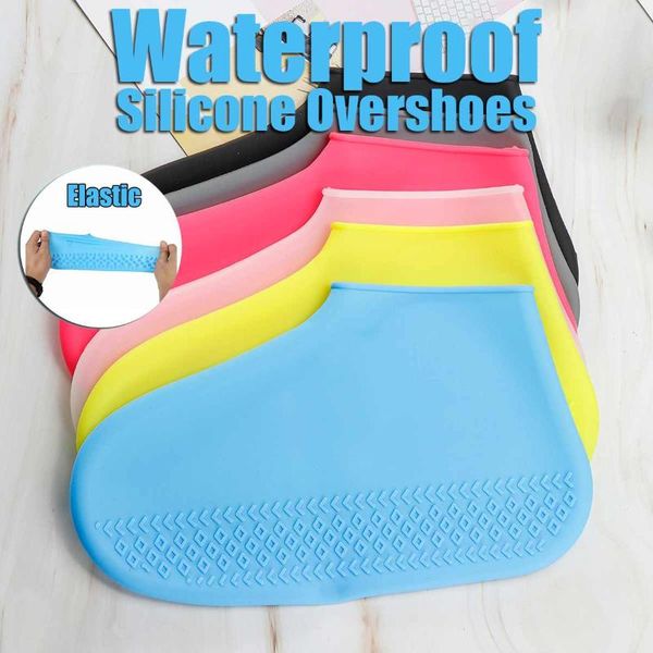 

1 pair reusable silicone shoe cover l waterproof rain shoes covers outdoor camping slip-resistant rubber rain boot overshoes, White;pink
