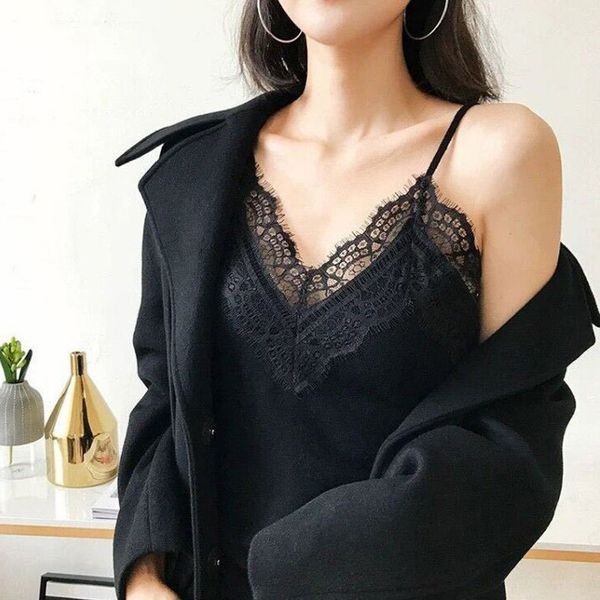 

la maxpa women silk patchwork lace camis female sleeveless t-shirts tees tanks with adjustable straps girs k1952, White