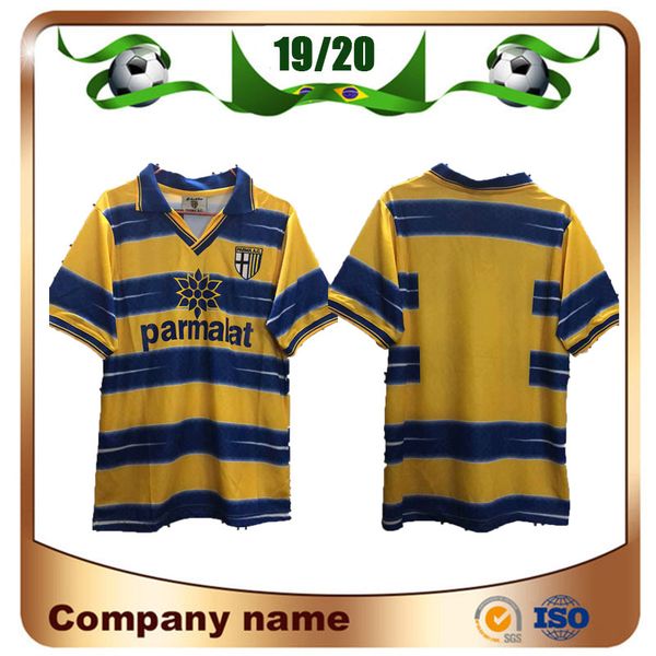 

1998/1999 parma soccer jersey 98/99 parma home crespo thuram baggio soccer shirt cannavaro ortega classic vintage football uniforms, Black;yellow