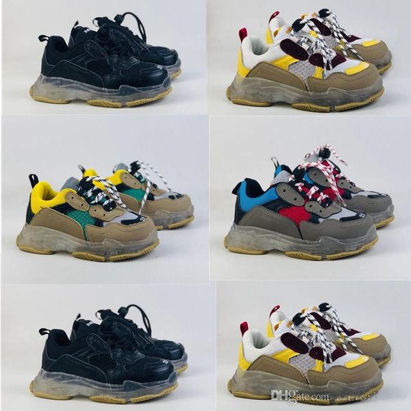 

Infant triple s Clear Soles Sneakers Sun Black Dad Chic Style Comfort Runners Kids Running Shoes Children Boy Girl Leather chunky Trainers