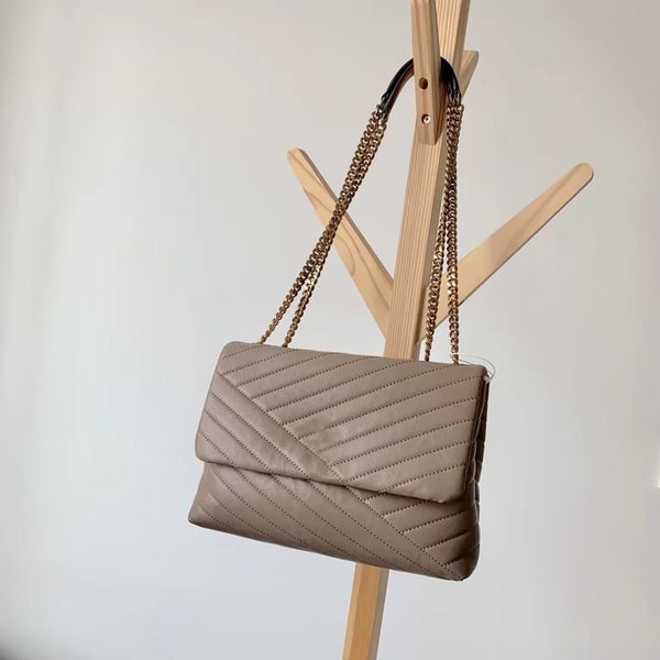 

2019 famous desinger handbag genuine goat leather chevron convertible flap should bag women metal chain handbag ing