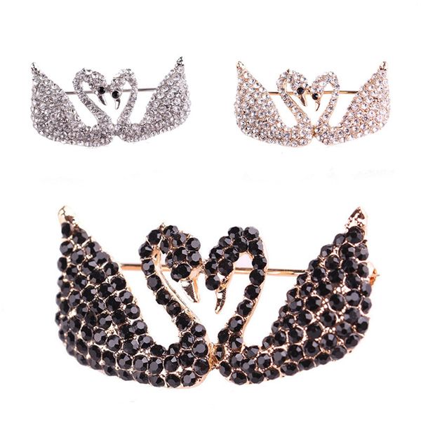 

love of swans brooches for women suit rhinestone jewelry crystal animal brooch pins men badge scarf buckle clothing accessories, Gray