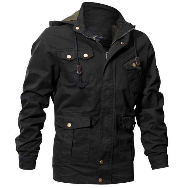 

men's spring autumn army bomber jackets tactical jacket windbreakers jaqueta army thermal hood jacket coats, Black;brown