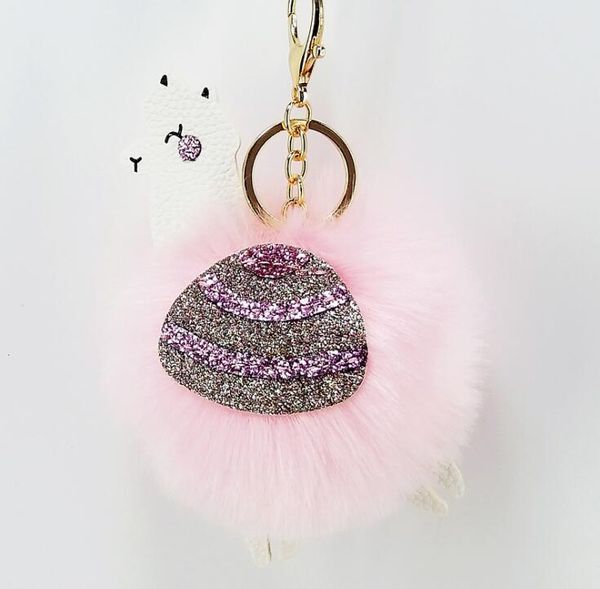 

leather artificial wool alpaca keychain buckle package hanging piece lady bag car key accessories 8 colors, Silver