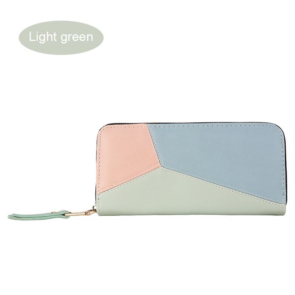 

patchwork pu leather women wallet elegant long zipper purse wristband female purse soft -opk, Red;black