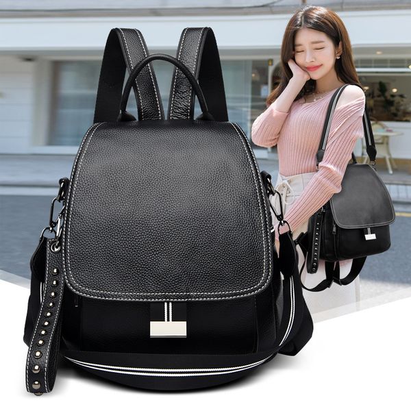 

small backpack,new casual women genuine leather crossbody bag rucksack
