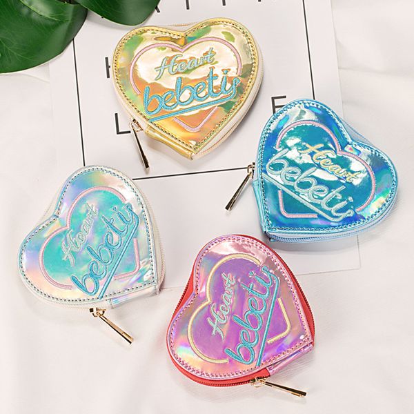 

mini size women heart shape hologram pu leather clutch laser chain crossbody bags dropshipping portafoglio#30, Red;black
