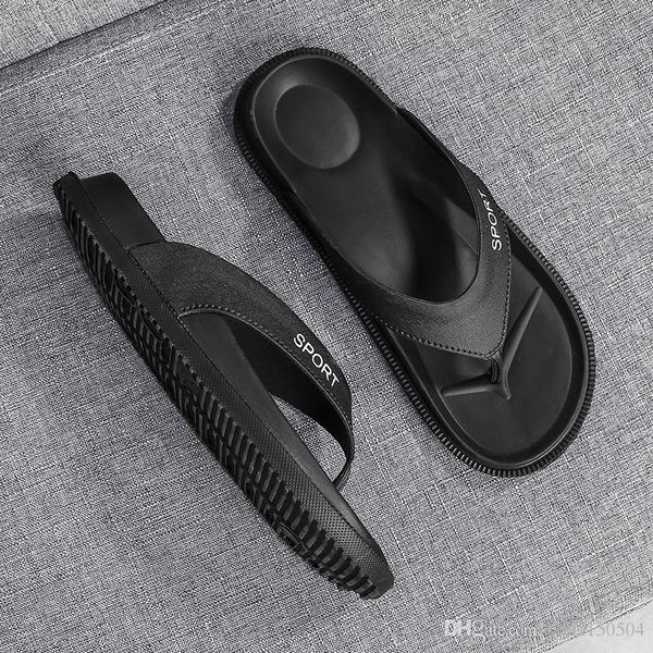 

wholesale designer sandals brand new summer men flip-flops beach slippers shoes fashion breathable beach slippers eva casual massage slipper, Black