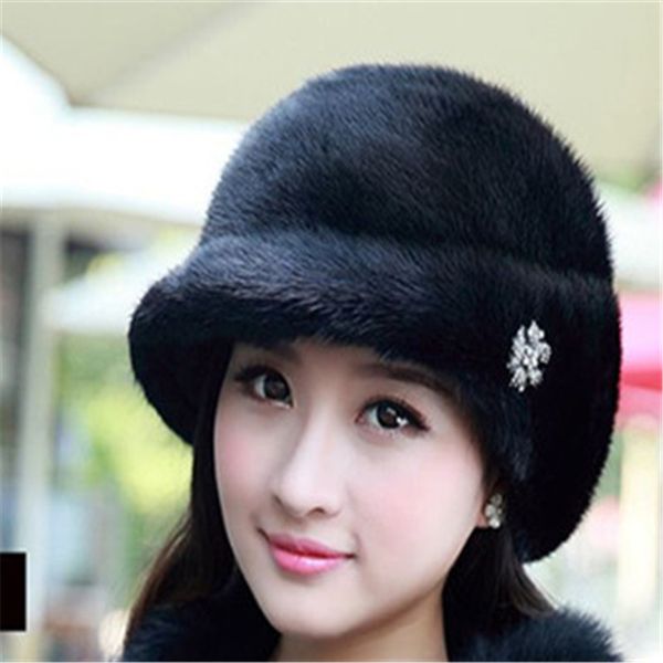 

2018 new women's winter hat beret female mink hat new fashion warm women's, Blue;gray