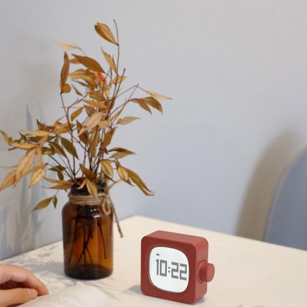 

retro square intelligent small alarm clock rotary switch small night lamp multifunctional sleeping alarm clock charging