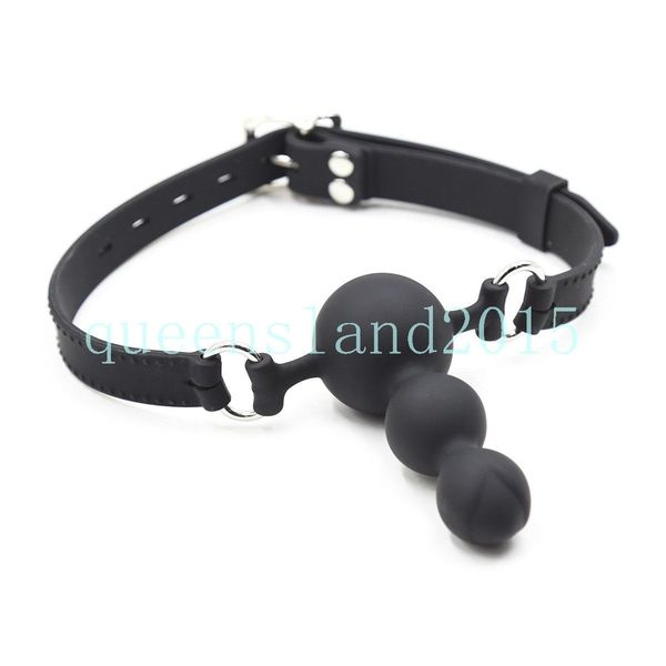 Bondage Body Safe Silicone Bocca Gag Bead Cintura regolabile in pelle Coppia Game Fun B901