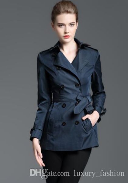 

classic women fashion england style double breasted short trench coat/brand designer slim fit cotton trench for women size s-xxl b8329, Tan;black