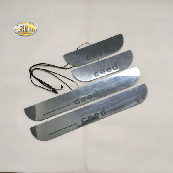 

sncn led перемещение света педали потертости для kia ceed автомобиля акриловой привели дверь педали подоконник приветствия