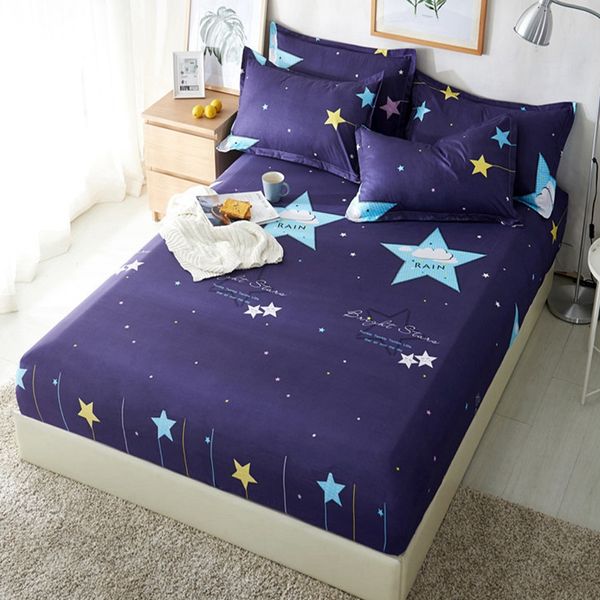 

1pcs polyester blue purple sky printed kids bed sheet bedding fitted sheets mattress cover bedspreads with elastic band bedsheet