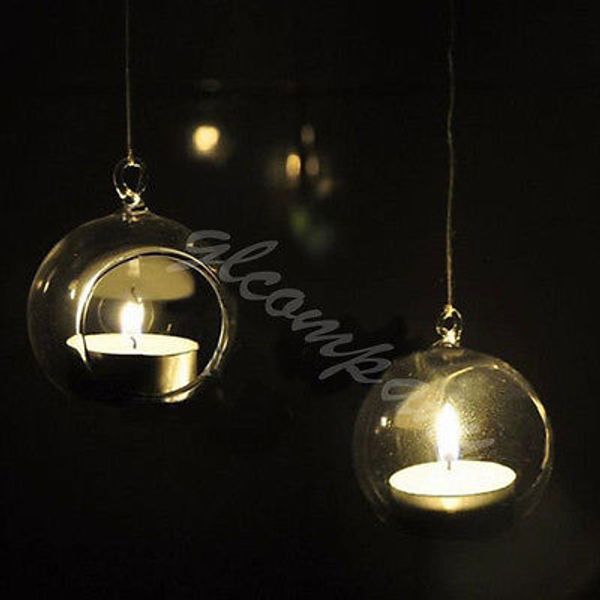 

Suspension Transparent Glass Candlestick Crystal Glass Hanging Candle Holder Romantic Wedding Dinner Decor wi