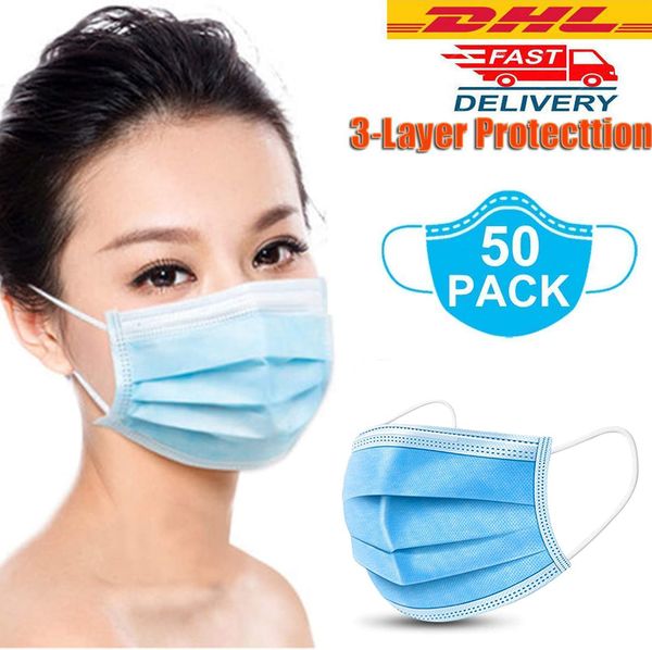 

ready stock]disposable face mask 3 layer ear-loop dust mouth masks cover 3-ply non-woven disposable dust mask
