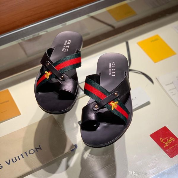 

2020 latest leather casual slippers men's casual shoes fashion trend comfortable shoe size 38-45 type 39745400622a