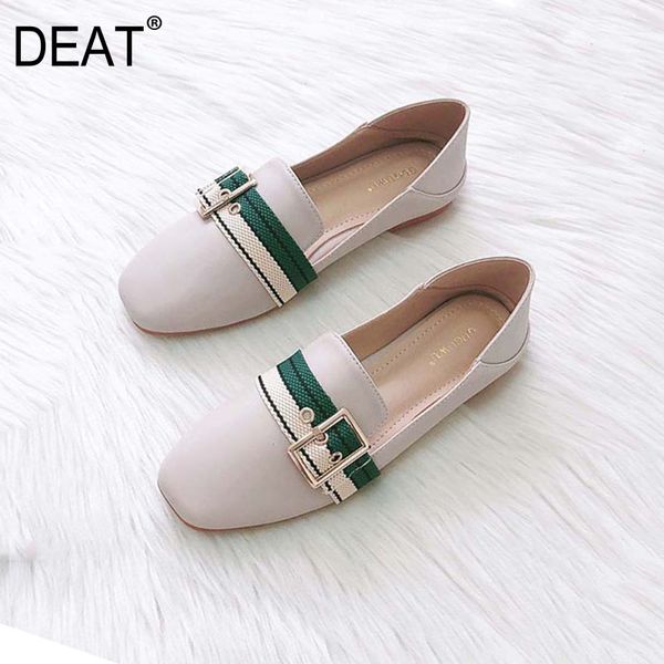 

deat] 2020 square toe shallow belt buckle mixed colors casual single flat shoes women new spring autumn fashion tide 10g329, Black
