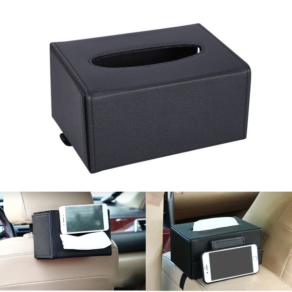

car chair back hanging type tissue box pu leather car tissue box
