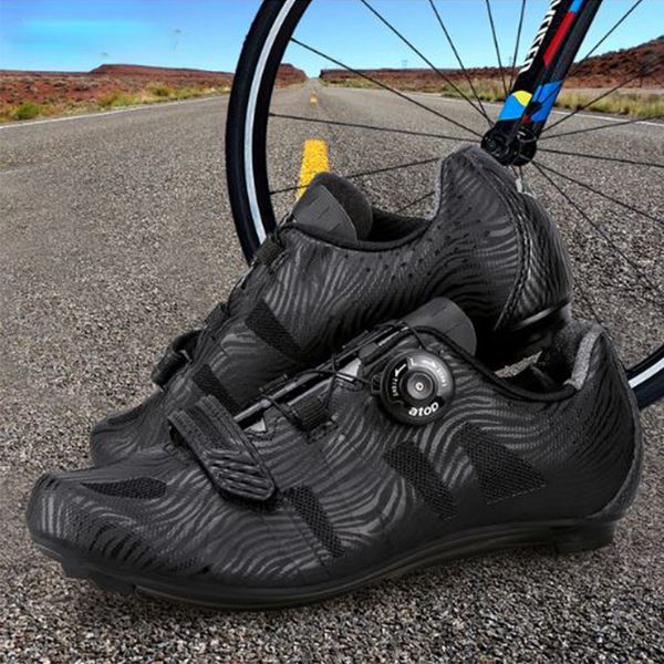 

santic men cycling road shoes lace-up nylon sole cycling athletic racing team bicycle shoes breathable clothings ms17005, Black