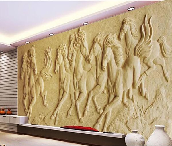 

рельефный фон стены лошадь рельеф 3d фон стены 3d фрески обои для гостиной
