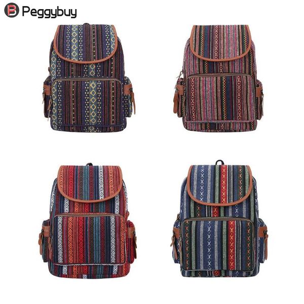 

new trend bohemian ethnic travel backpack women large capacity school bags canvas shoulder bags