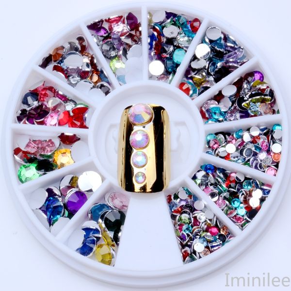 

3d nail art амулеты многоцветный много стилей mix rhinestone в конструкции колеса камень украшения ювелирных изделий diy липкие шариков само, Silver;gold