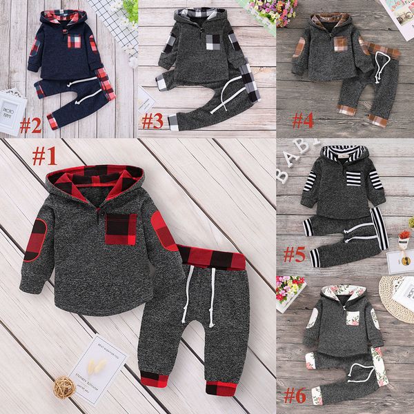

Boy girl chri tma clothing et track uit black red gridding hoodie pant 2 pc toddler uit kid baby weat hirt clothe outfit