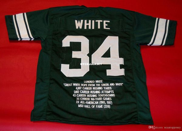 

retro #34 lorenzo white custom michigan jersey msu green mens stitching college size s-5xl football jerseys, Black;red