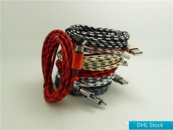 

dhl stock shopping 3m 2m 1m micro v8 lattice data line usb lattice braided data line metal head tiger pattern braid cable