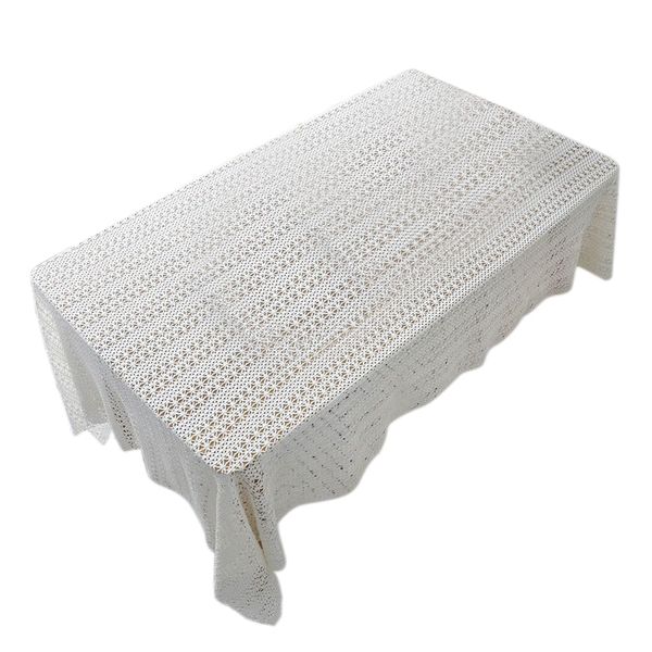 

cnim white table clothes for wedding rectangle crochet tables cover handmade hollow weaving tablecloth home living room de