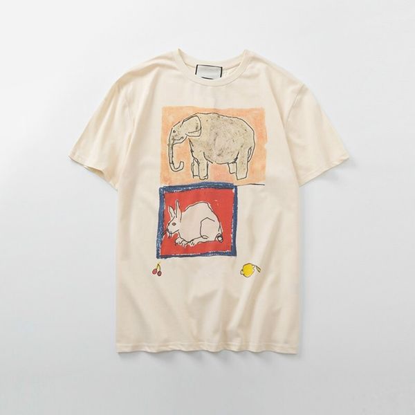 

2020 new summer style casual lady g507 zoo rabbit elephant digital print t-shirt -2xl 100073, White
