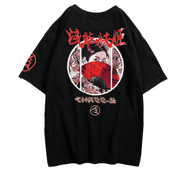 

2019 new fashion harajuku tshirt streetwear men japanese t shirt ukiyo e geisha hip hop summer t-shirt short sleeve tees hipster q876, White;black