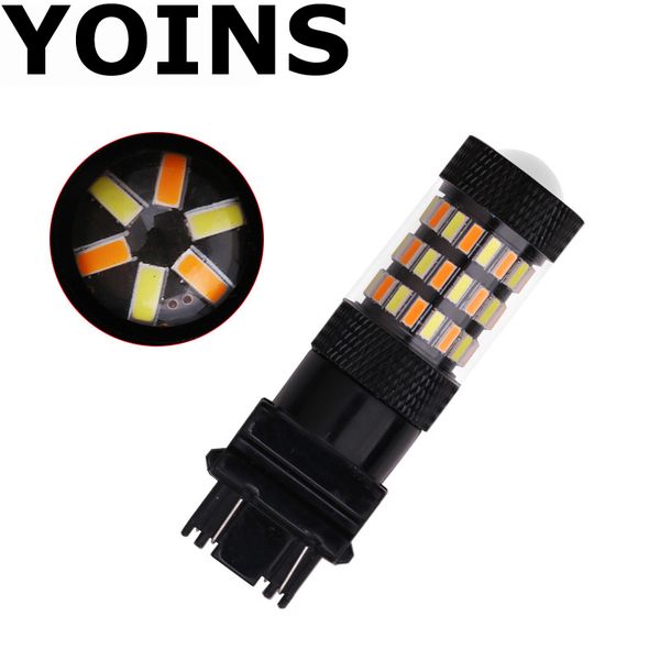 

1pcs 3157 1157 bay15d 7443 4014 60 smd led dual color white/amber switchback car turn led light bulbs super bright
