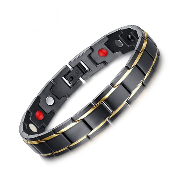 

bracelets & bangles setting erkek bileklik 8.5inch health men bracelet bangle 316l magnetic care jewelry, Golden;silver