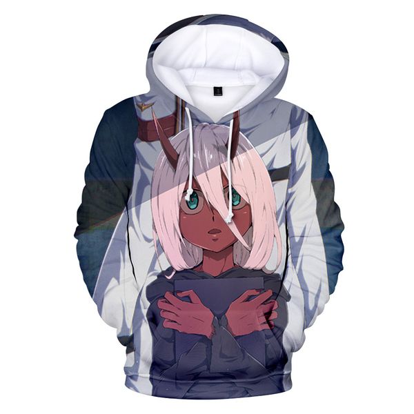 

anime darling in the franxx hoodie sweatshirt men women kid clothes, Black