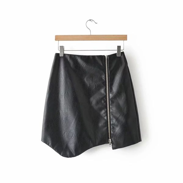 

black women pu leather short skirt 2019 casual pencil mini skirts office ladies cool asymmetry skirt girls jupe femme clothes