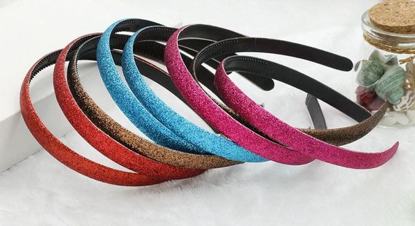 

1000pcs solid satin fabric plastic hairbands headbands sparklin shining children head wear, Slivery;white