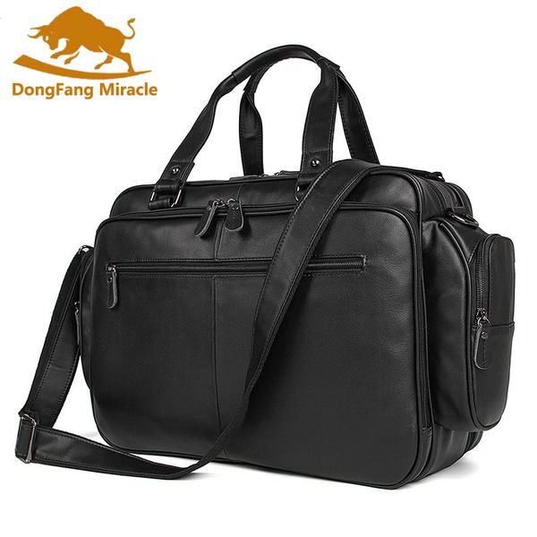 

big size large capacity vintage genuine leather bags men messenger bags business travel 16'' lapbriefcase portfolio