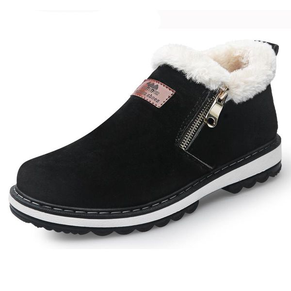 

snow boots fashion men's boots winter shoes men warm plush casual fur shoes men non-slip new keep warm winter male boots, Black