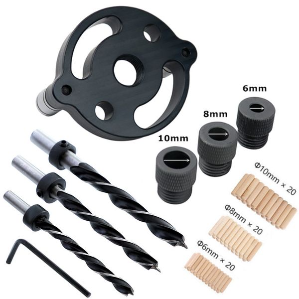 

6/8/10mm wood dowelling self centering drill guide kit hole puncher locator jig vertical pocket hole jig for woodworking tools