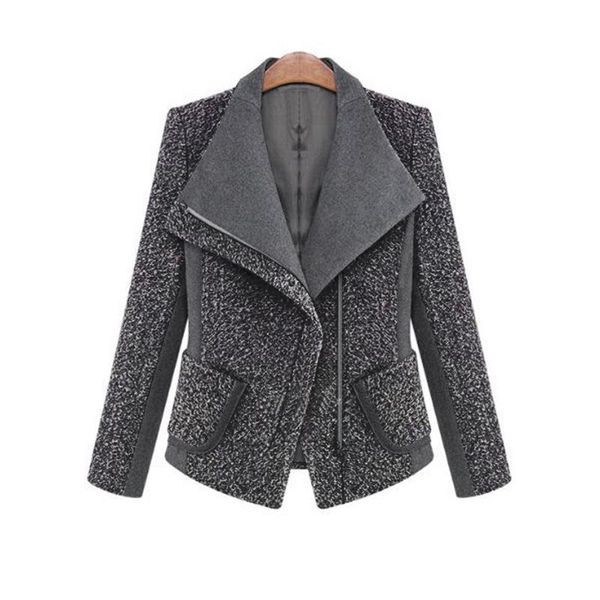 

2018 women autumn winter coat jacket fashion classic wool blends lapel outwear black gray work suit plus size coats jackets
