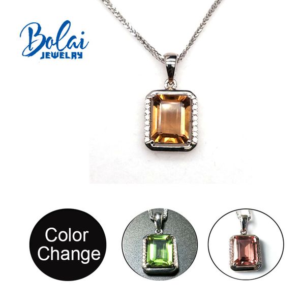 

bolaijewelry,color change gemstone pendant 925 sterling silver created diaspore zultanite colorful pendant gift for women