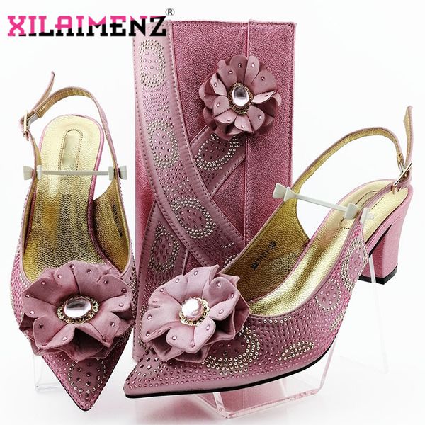 

pink and special design woman shoes and matching bag set mature style pumps shoes bag set for party wedding, Black