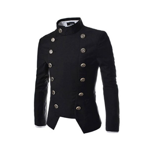 

2016 new men's double-breasted design slim small suit, White;black