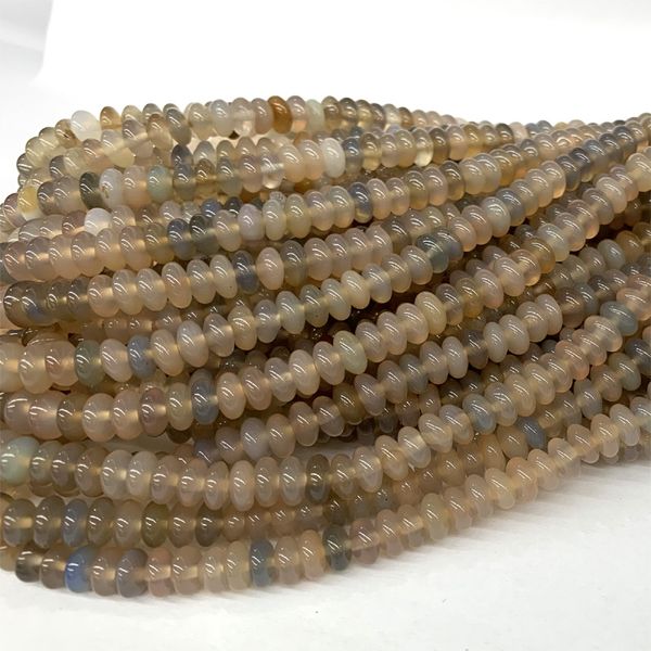 

discount wholesale natural gray white agate rondelle loose stone beads fit jewelry diy necklaces or bracelets 15.5" 06314, Black