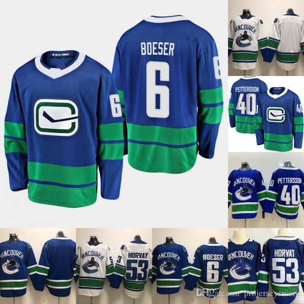 

2019 -20 Mens 6 Brock Boeser Jersey Vancouver Canucks Elias Pettersson Bo Horvat Daniel Sedin Henrik Sedin Hockey Jerseys Cheap