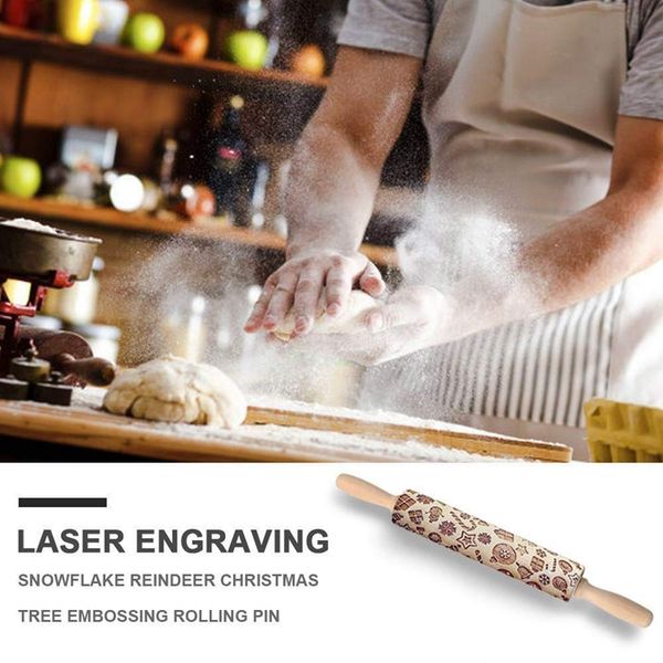 

christmas wooden rolling pins, christmas tree shape decor embossing rolling pin,with handle engraved xmas symbols carved for coo