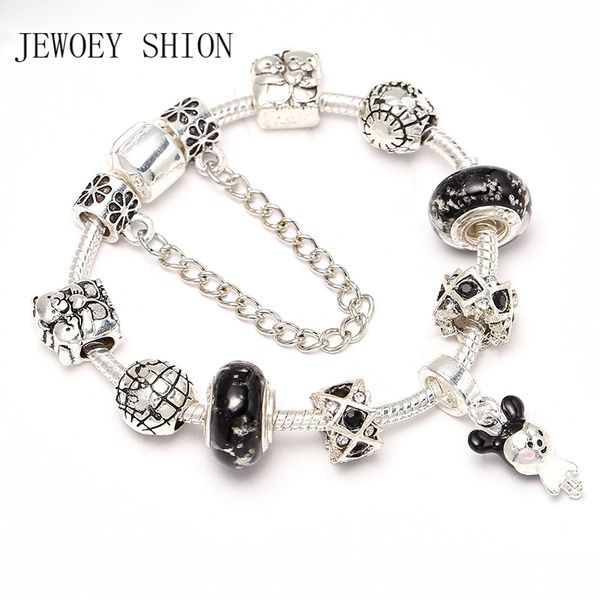 

новый посеребренный черный гламур и браслет бусины женская мода ювелирные изделия оригинальный кулон, Golden;silver